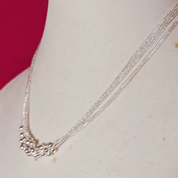 Silver Bead Ball Grapes Fashion Necklace NWOT - Picture 4 of 12